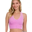 WASHED RIBBED CROPPED RACERBACK TANK TOP Bright Mauve