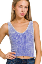 Load image into Gallery viewer, 2 WAY WASHED RIBBED PADDED TANK TOP BLUEBERRY