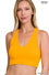 RIBBED CROPPED RACERBACK TANK TOP w/ padding yellow gold