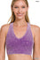 WASHED RIBBED CROPPED RACERBACK TANK TOP Purple