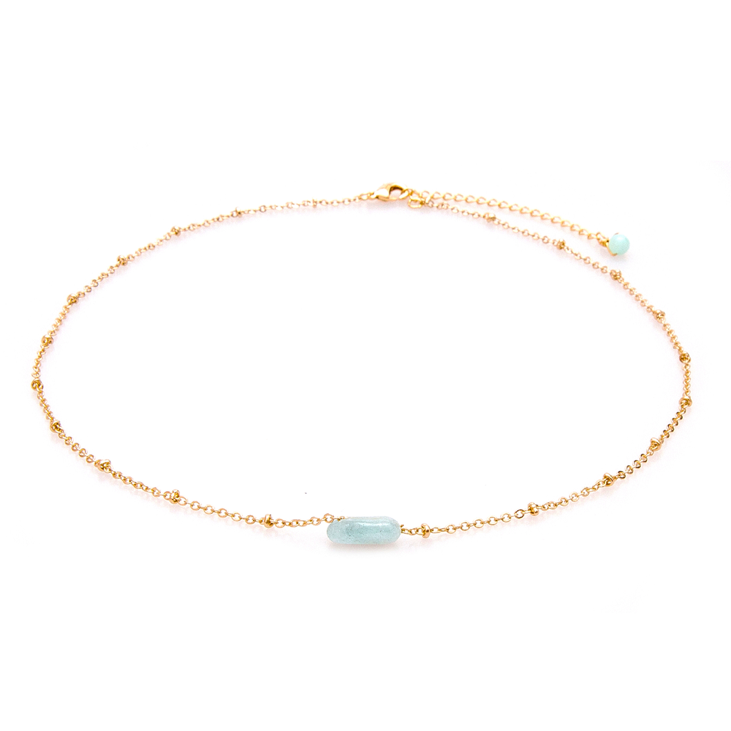 Aquamarine lotus and Luna necklace