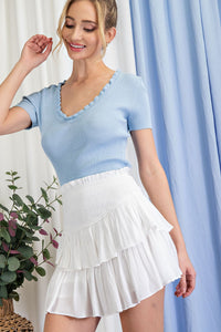 SMOCKED RUFFLE MINI SKORT Skirt  off white