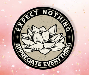 Expect Nothing Appreciate Everything Sticker Metaphysical