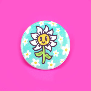 Happy Little Daisy Flower Pinback Button
