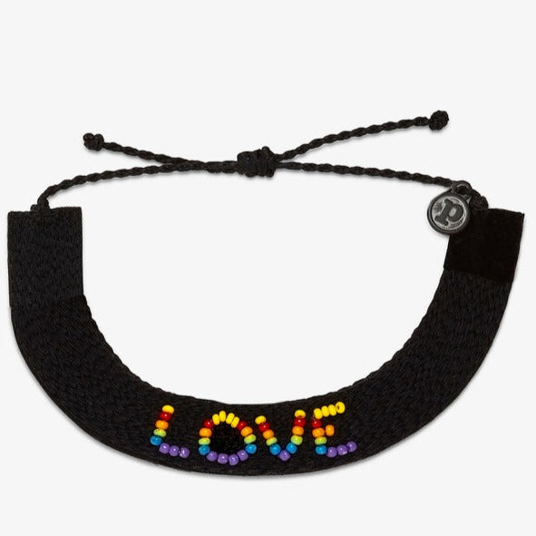 Woven seed bead love bracelet