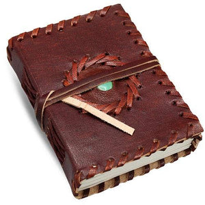 Leather Journal With Semi Precious Stone In Centre 18x13cm