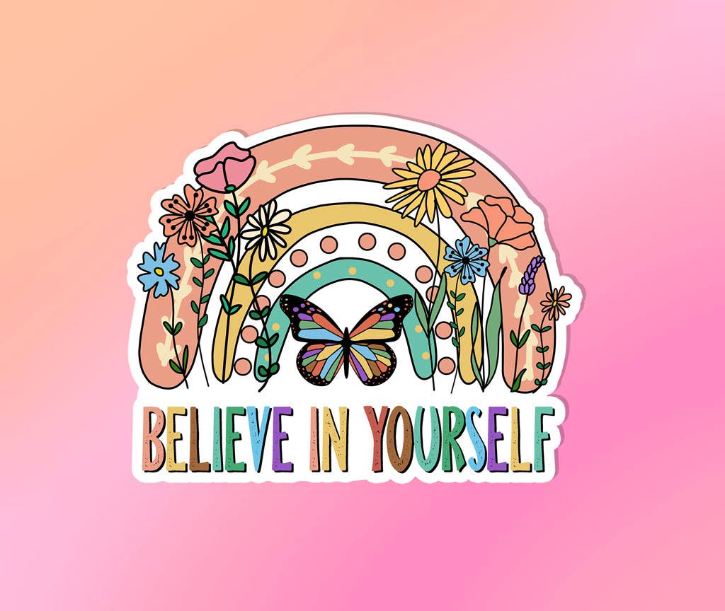 Butterfly Believe in Yourself Boho Sticker Vinyl Retro