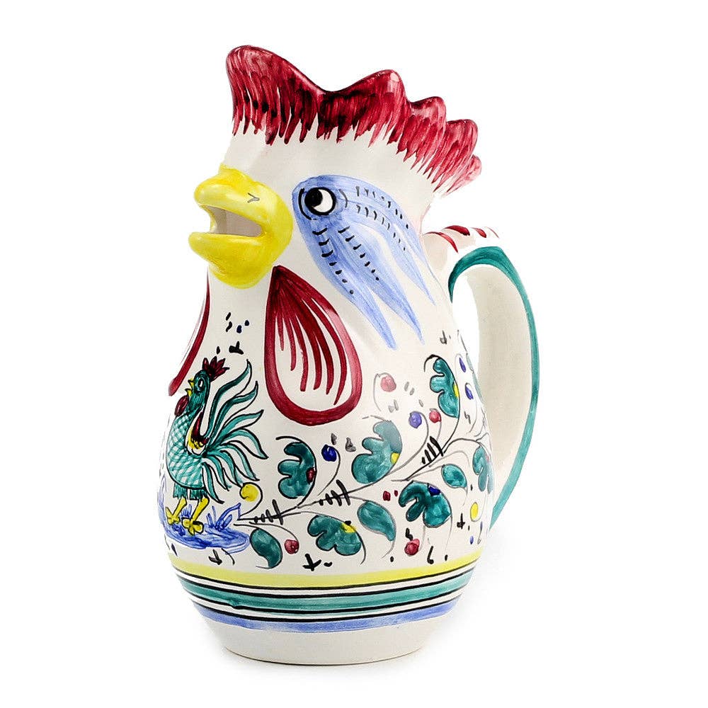 ORVIETO GREEN ROOSTER: Rooster of Fortune pitcher
