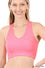 RIBBED CROPPED RACERBACK TANK TOP BRIGHT PINK 7167
