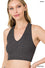 RIBBED CROPPED RACERBACK TANK TOP charcoal