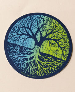 Green and blue tree sticker