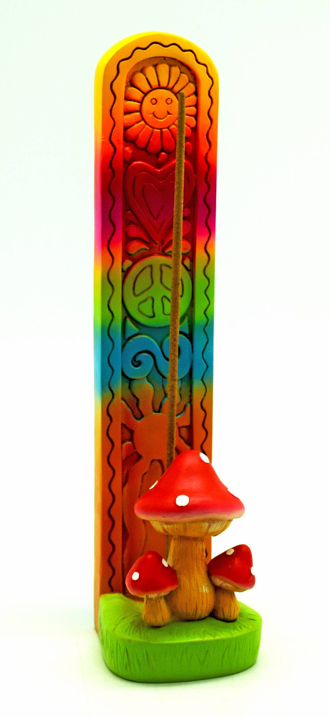 Standing Mushroom Incense Burner with Chakra Colors