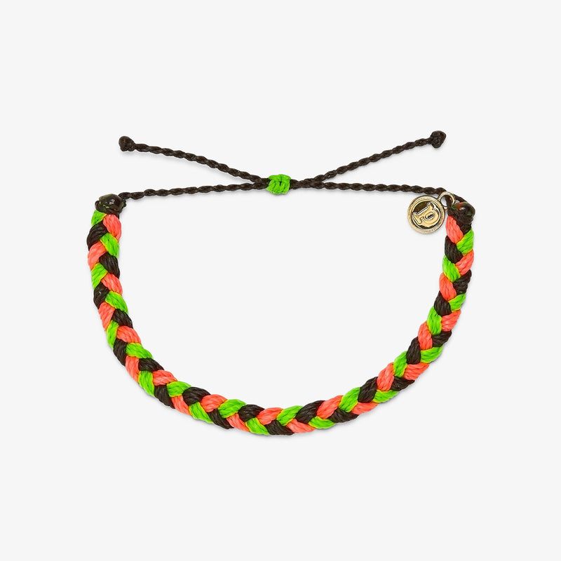 Braided bracelet pink green and black