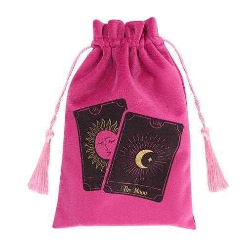 Pink Tarot Cards Drawstring Pouch