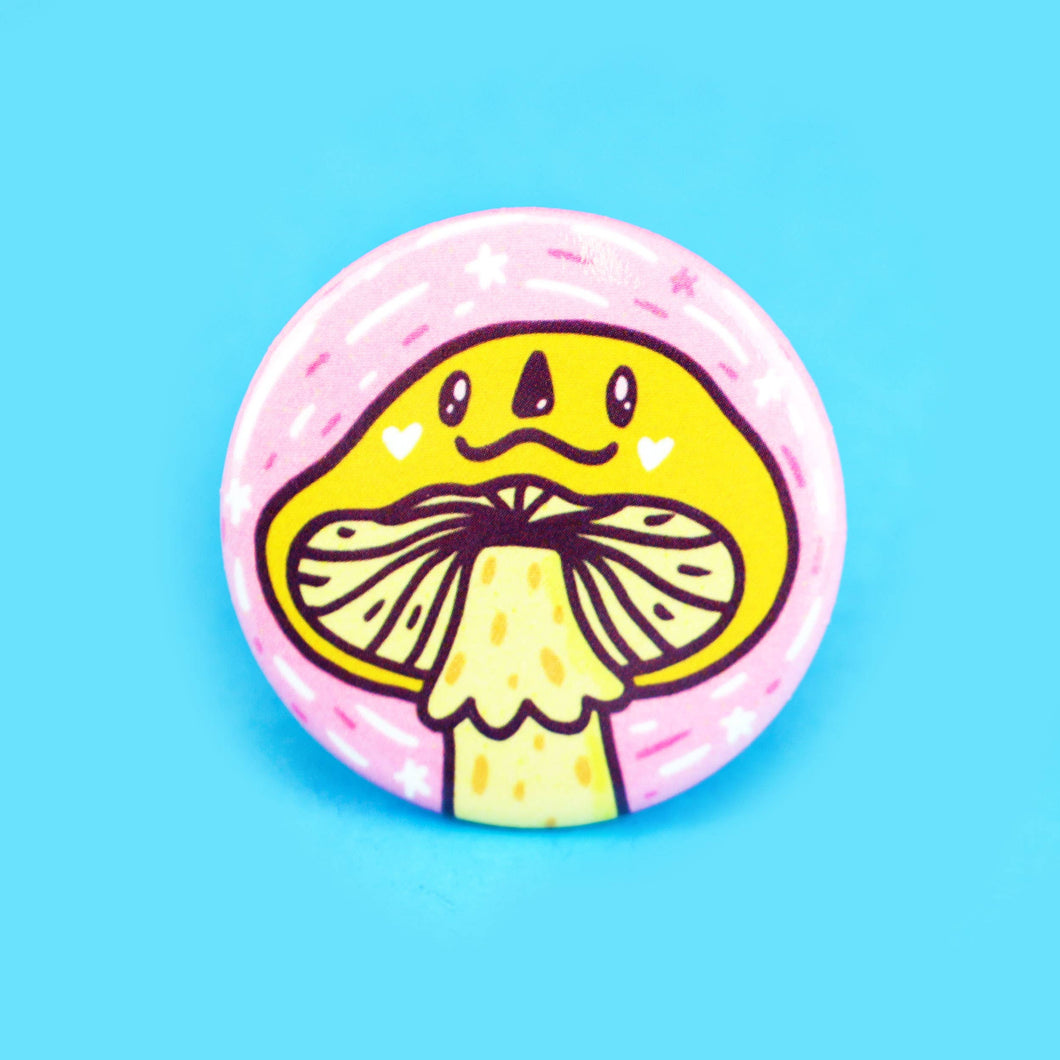 Happy Mushroom Pinback Button