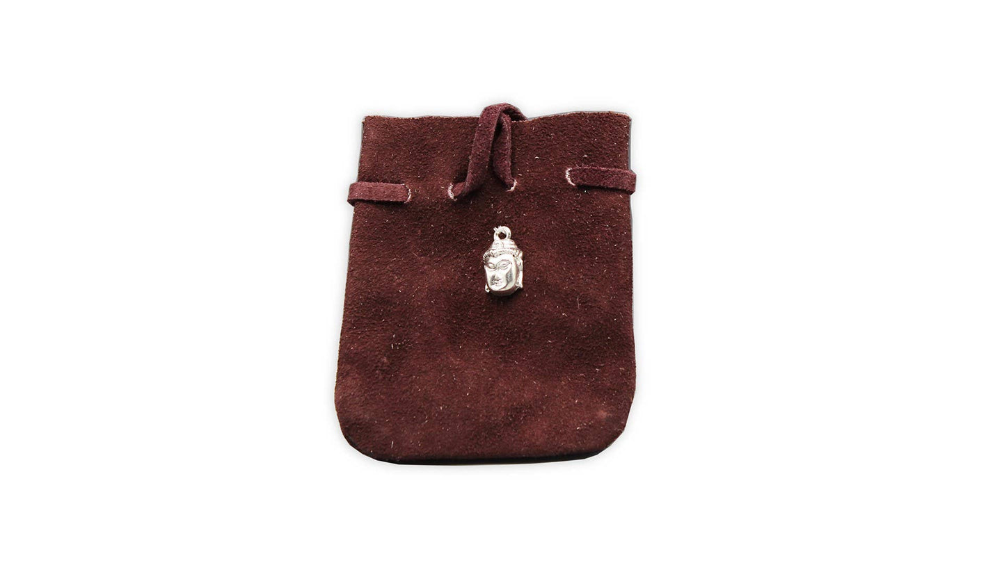 Suede Pouch Brown with Buddha Symbol