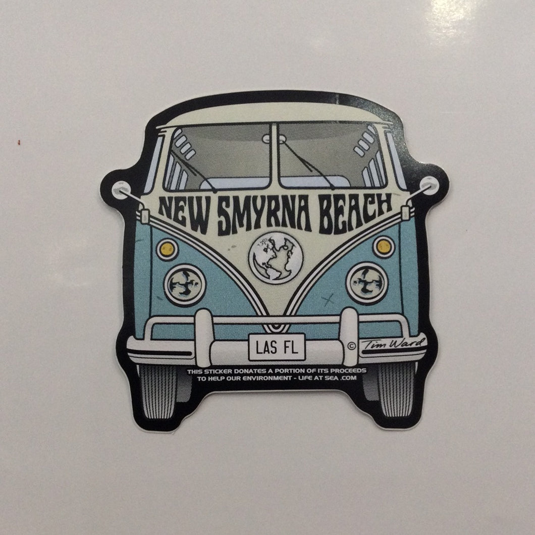 New Smyrna beach blue vw bus sticker