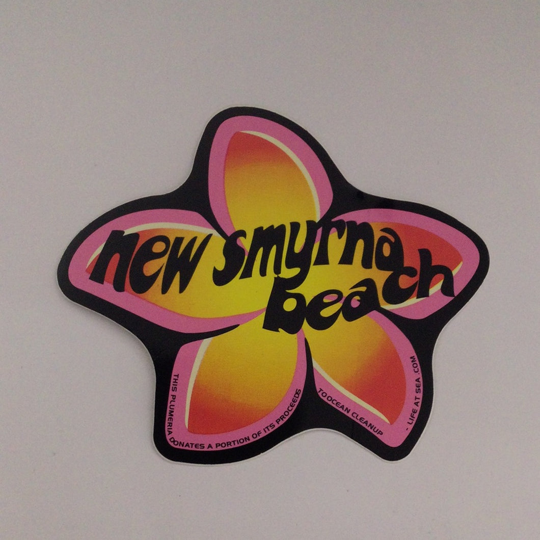New Smyrna beach Pink and yellow plumeria sticker
