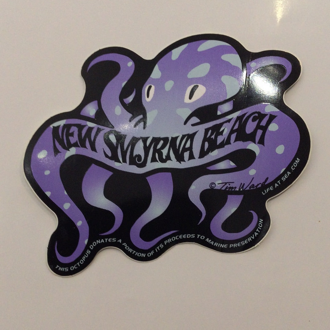 New Smyrna Beach purple octopus sticker