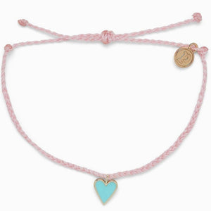 Petite heart gold bracelet pink