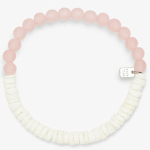 Puka shell & frosted bead stretch br