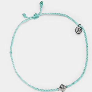 Scallop charm silver anklet
